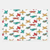Farbiges Flugzeugmuster, weißer Hintergrund Geschenkpapier Set (Vorderseite 3)