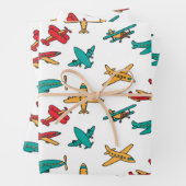 Farbiges Flugzeugmuster, weißer Hintergrund Geschenkpapier Set (Beispiel)
