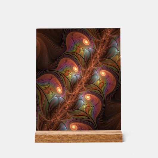 Farbiges fluoreszierendes Abstraktes trippy-Brown- Acrylschild (Vorderseite)