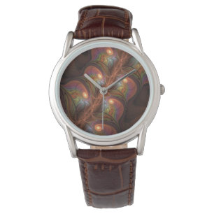 Farbiges fluoreszierendes Abstraktes trippy-Brown- Armbanduhr