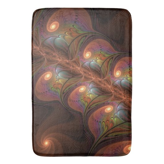 Farbiges fluoreszierendes Abstraktes trippy-Brown- Badematte (Vorderseite Vertikal)