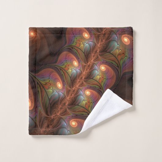 Farbiges fluoreszierendes Abstraktes trippy-Brown- Badhandtuch Set (Waschlappen)