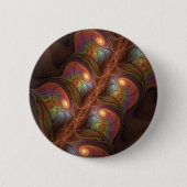 Farbiges fluoreszierendes Abstraktes trippy-Brown- Button (Vorderseite)