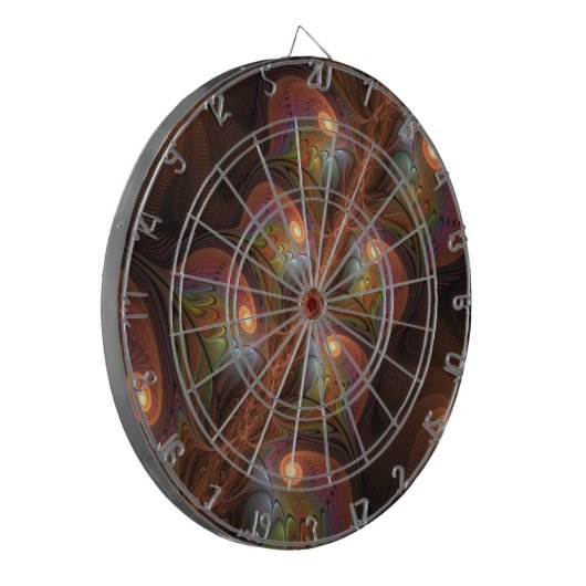 Farbiges fluoreszierendes Abstraktes trippy-Brown- Dartscheibe (Vorderseite Links)