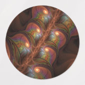 Farbiges fluoreszierendes Abstraktes trippy-Brown- Etiketten (Design 1)