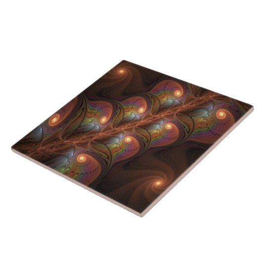 Farbiges fluoreszierendes Abstraktes trippy-Brown- Fliese (Seite)