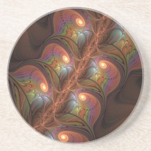 Farbiges fluoreszierendes Abstraktes trippy-Brown- Getränkeuntersetzer