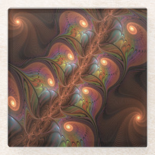 Farbiges fluoreszierendes Abstraktes trippy-Brown- Glasuntersetzer