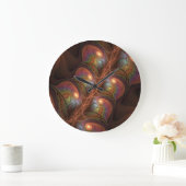 Farbiges fluoreszierendes Abstraktes trippy-Brown- Große Wanduhr (Zuhause)