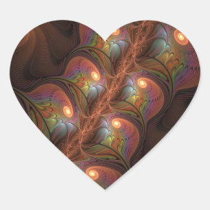 Farbiges fluoreszierendes Abstraktes trippy-Brown- Herz-Aufkleber