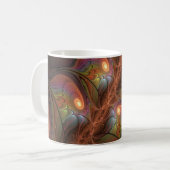 Farbiges fluoreszierendes Abstraktes trippy-Brown- Kaffeetasse (Vorderseite Links)