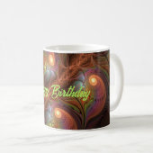 Farbiges fluoreszierendes Abstraktes trippy-Brown- Kaffeetasse (VorderseiteRechts)