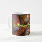 Farbiges fluoreszierendes Abstraktes trippy-Brown- Kaffeetasse (Vorderseite Links)