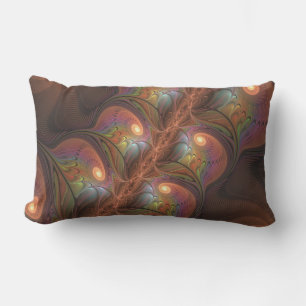 Farbiges fluoreszierendes Abstraktes trippy-Brown- Kissen Für Draußen