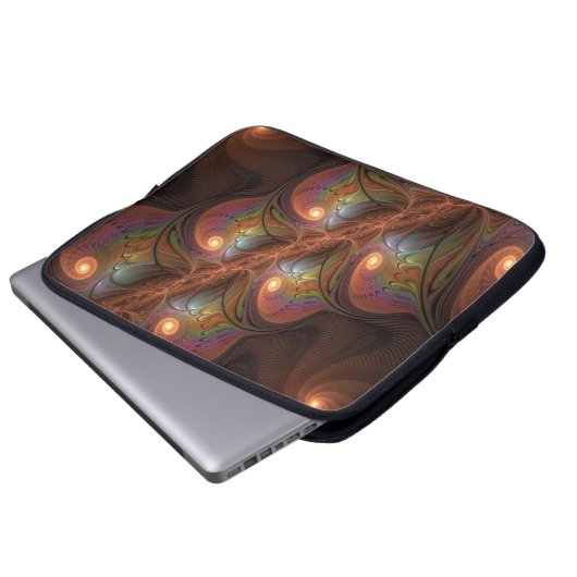 Farbiges fluoreszierendes Abstraktes trippy-Brown- Laptopschutzhülle (Vorne Knopf)