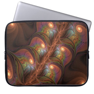 Farbiges fluoreszierendes Abstraktes trippy-Brown- Laptopschutzhülle