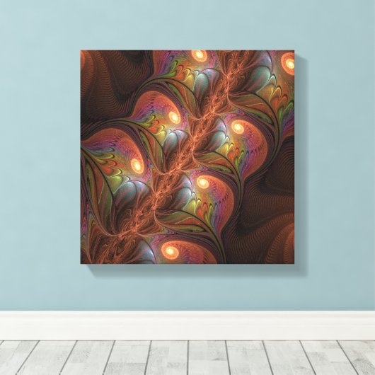 Farbiges fluoreszierendes Abstraktes trippy-Brown- Leinwanddruck (Insitu (Holzboden))