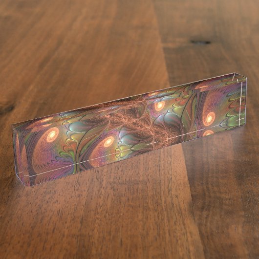 Farbiges fluoreszierendes Abstraktes trippy-Brown- Namensplakette (Seite)