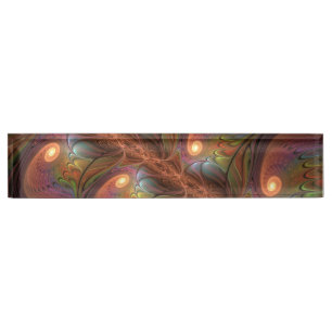 Farbiges fluoreszierendes Abstraktes trippy-Brown- Namensplakette
