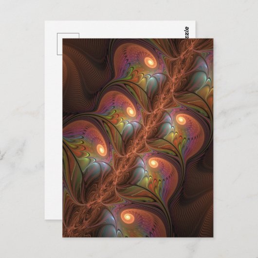 Farbiges fluoreszierendes Abstraktes trippy-Brown- Postkarte (Vorne/Hinten)