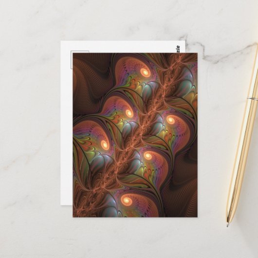 Farbiges fluoreszierendes Abstraktes trippy-Brown- Postkarte (Vorderseite/Rückseite Beispiel)