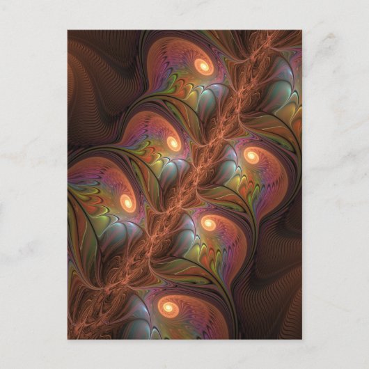 Farbiges fluoreszierendes Abstraktes trippy-Brown- Postkarte (Vorderseite)