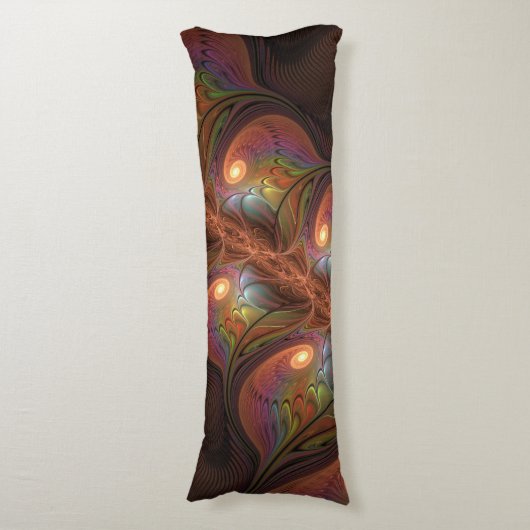 Farbiges fluoreszierendes Abstraktes trippy-Brown- Seitenschläferkissen (Vorderseite Vertikal)