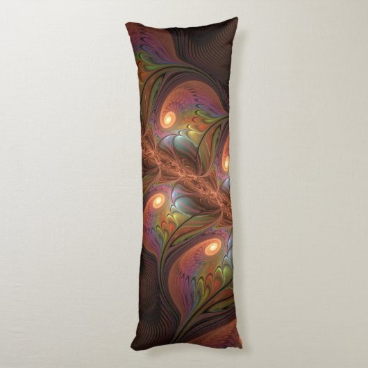 Farbiges fluoreszierendes Abstraktes trippy-Brown- Seitenschläferkissen (Rückseite (Vertikal))