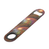 Farbiges fluoreszierendes Abstraktes trippy-Brown- Speed Flaschenöffner (Vorderseite Schrägansicht)