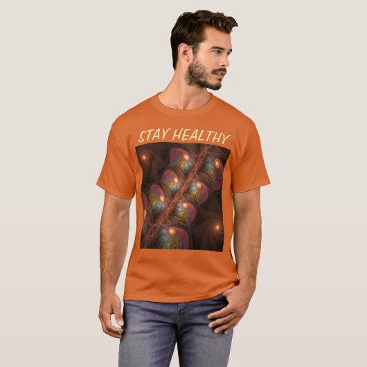 Farbiges fluoreszierendes Abstraktes trippy-Brown- T-Shirt (Vorne ganz)