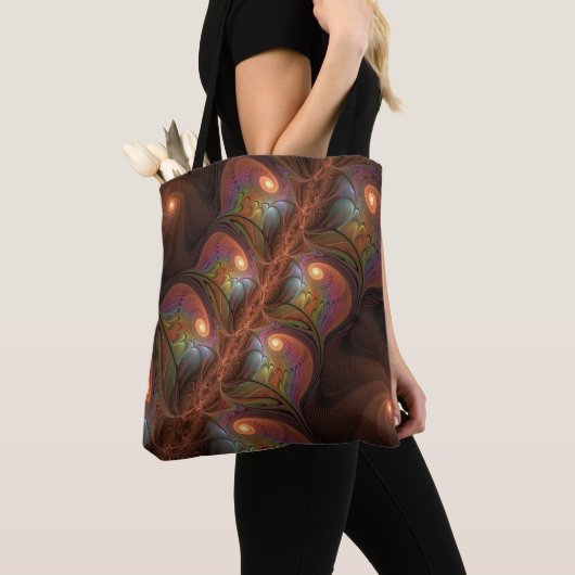 Farbiges fluoreszierendes Abstraktes trippy-Brown- Tasche (Von Nahem)