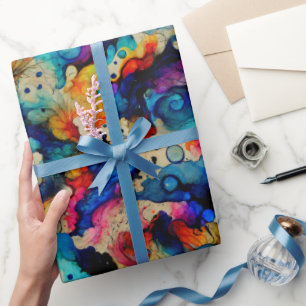 Farbiges Flüssig-Tinte-Abstraktionsmuster Geschenkpapier