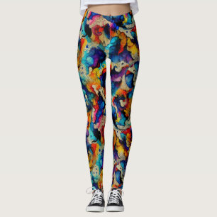 Farbiges Flüssig-Tinte-Abstraktionsmuster Leggings