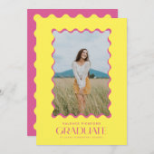 Farbiges Foto 2025 Elementare Graduate Wavy Frame Ankündigung (Vorne/Hinten)