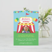 Farbiges Foto des Carnival Kindergeburtstag Einladung (Stehend Vorderseite)