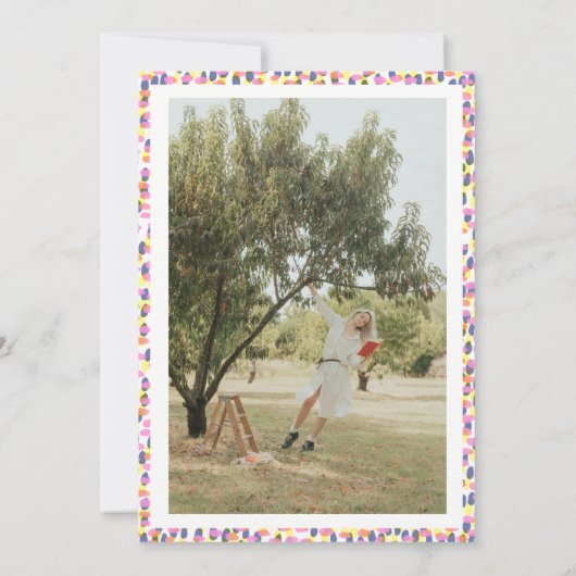 Farbiges Foto für Abstrakte Dots Graduation Party Einladung (Rückseite)