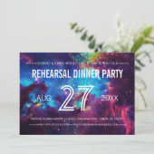 Farbiges Foto Galaxie Probe Abendessen Einladung (Stehend Vorderseite)