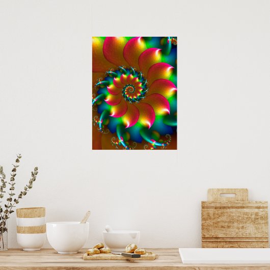 Farbiges Fraktal Design Poster (Küche)