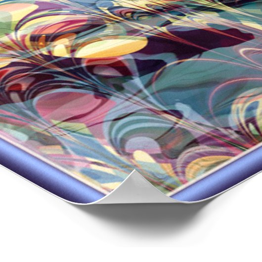 Farbiges Fraktal Ebru Muster Poster (Ecke)