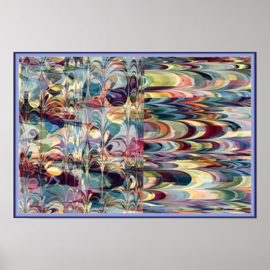 Farbiges Fraktal Ebru Muster Poster (Vorne)
