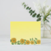 Farbiges Fraktal Gelbe Blume Leaf Border Postkarte (Stehend Vorderseite)