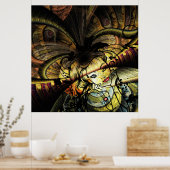 Farbiges Fraktal mit Blumenmädchen Poster (Küche)