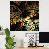 Farbiges Fraktal mit Blumenmädchen Poster (Heimbüro)