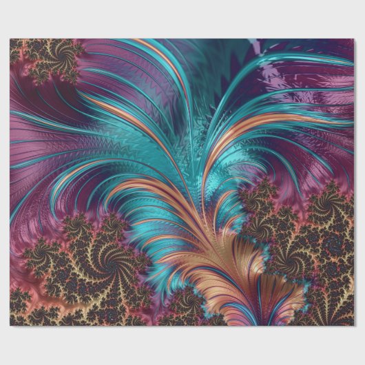 Farbiges Fraktal mit glänzender Schleifpapier Geschenkpapier (Flach)