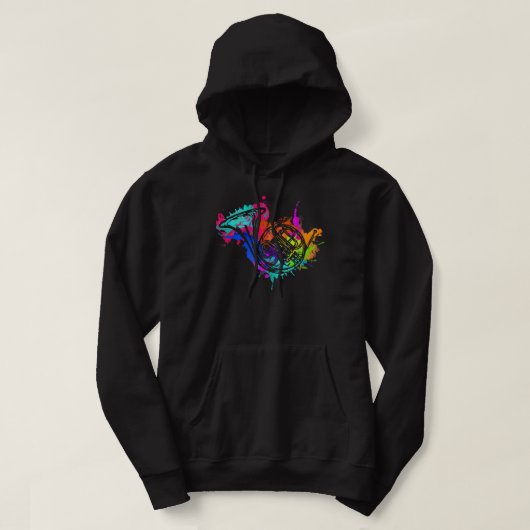 Farbiges französisches Horn-Musikerinstrument3 Hoodie (Design vorne)