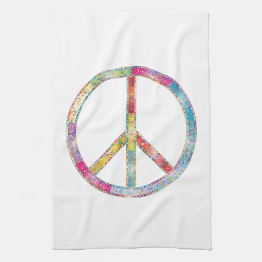 Farbiges Friedenszeichen Geschirrtuch (Vertikal)