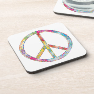 Farbiges Friedenszeichen Getränkeuntersetzer