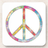 Farbiges Friedenszeichen Getränkeuntersetzer (Vorderseite)