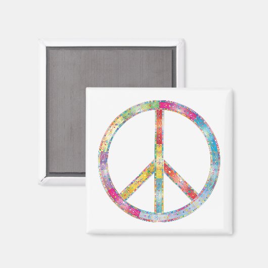 Farbiges Friedenszeichen Magnet (Vorderseite/Rückseite)
