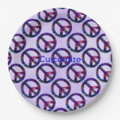 Farbiges Friedenszeichen-Muster Lavendel-Platten Pappteller (Vorderseite)